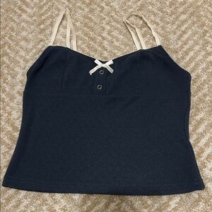 Edikted Black Crop Top with Cream Straps